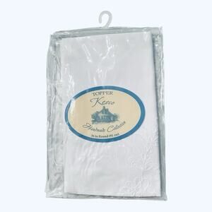 Vintage KEECO Table Topper 36”Round Handcrafted White Tapework & Cutwork NEW